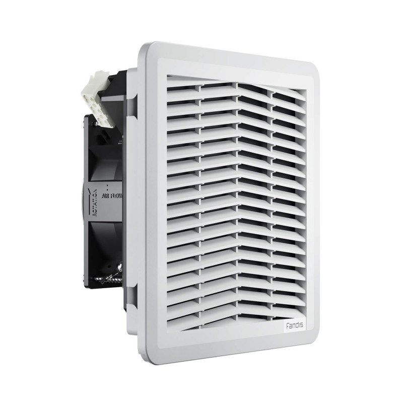 VENTILADOR CON FILTRO 204MM X 204MM 115 V CA IP 54 TIPO 12 RAL 7035 CAUDAL ESTÁNDAR